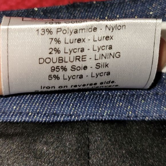 2002 Christian Dior VTG Blue Metallic Denim Pants w/Floral Embellishments - sz 8 - Picture 13 of 14